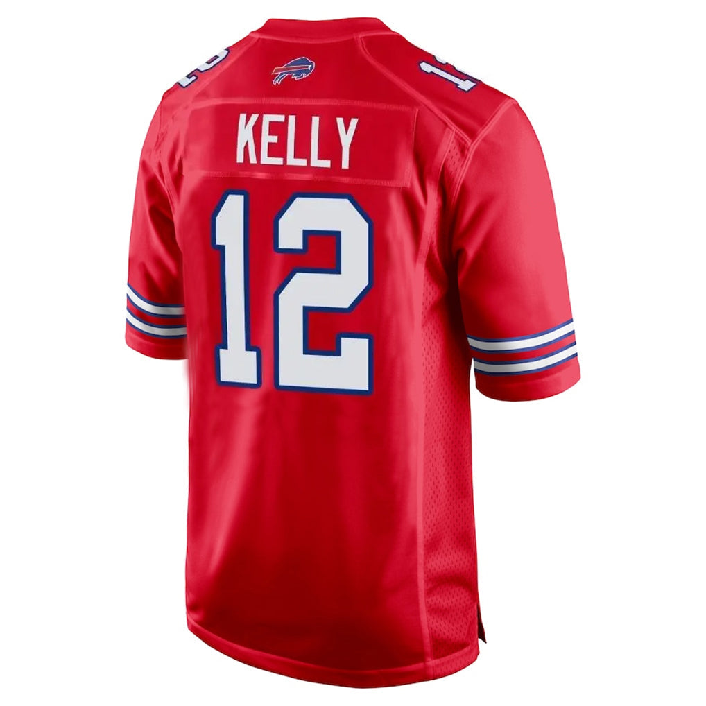 Rebec B.Bills #12 Jim Kelly Player Red Home Game Stitched Jerseys