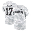 Rebec B.Bills #17 Josh Allen Player Arctic Camo Salute to Service T-Shirt Hoodies Stitched Jerseys