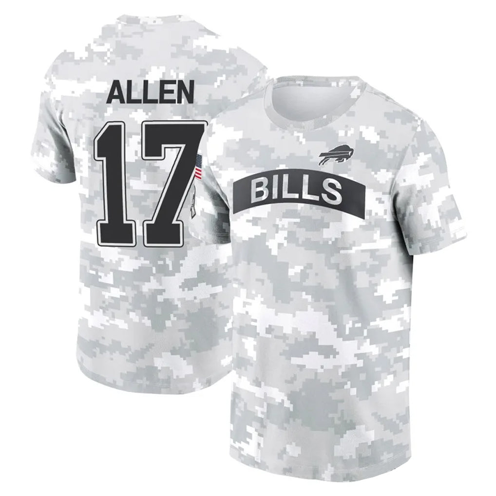 Rebec B.Bills #17 Josh Allen Player Arctic Camo Salute to Service T-Shirt Hoodies Stitched Jerseys