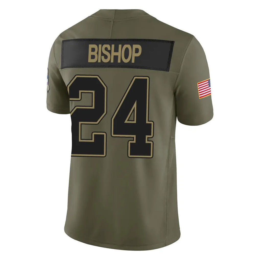Rebec B.Bills #24 Cole Bishop Player Olive Salute To Service Limited Home Game Stitched Jerseys
