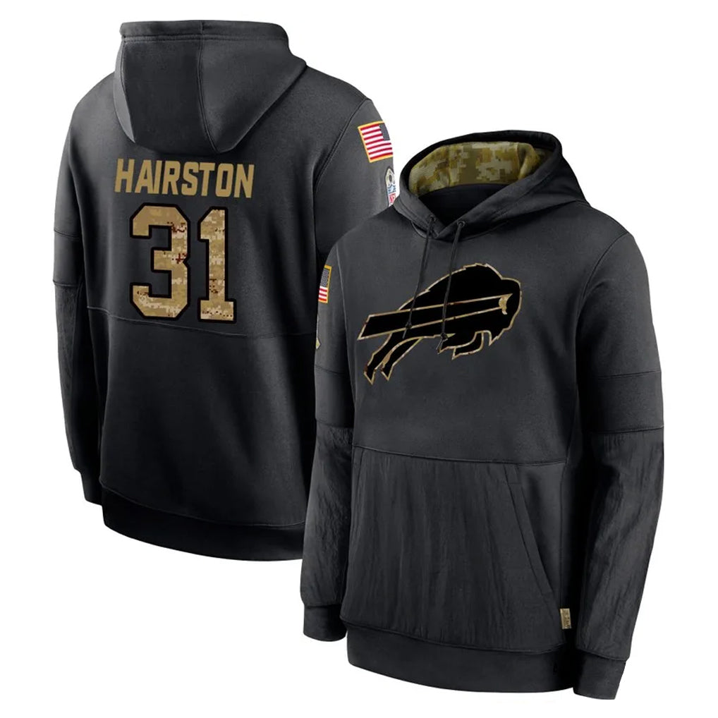 Rebec B.Bills #31 Maxwell Hairston Player Black Salute to Service Hoodies Hame Stitched Jerseys