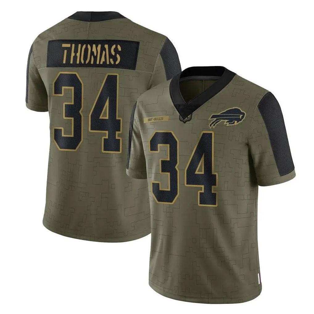 Rebec B.Bills #34 Thurman Thomas Player Olive Salute To Service Limited Stitched Jerseys