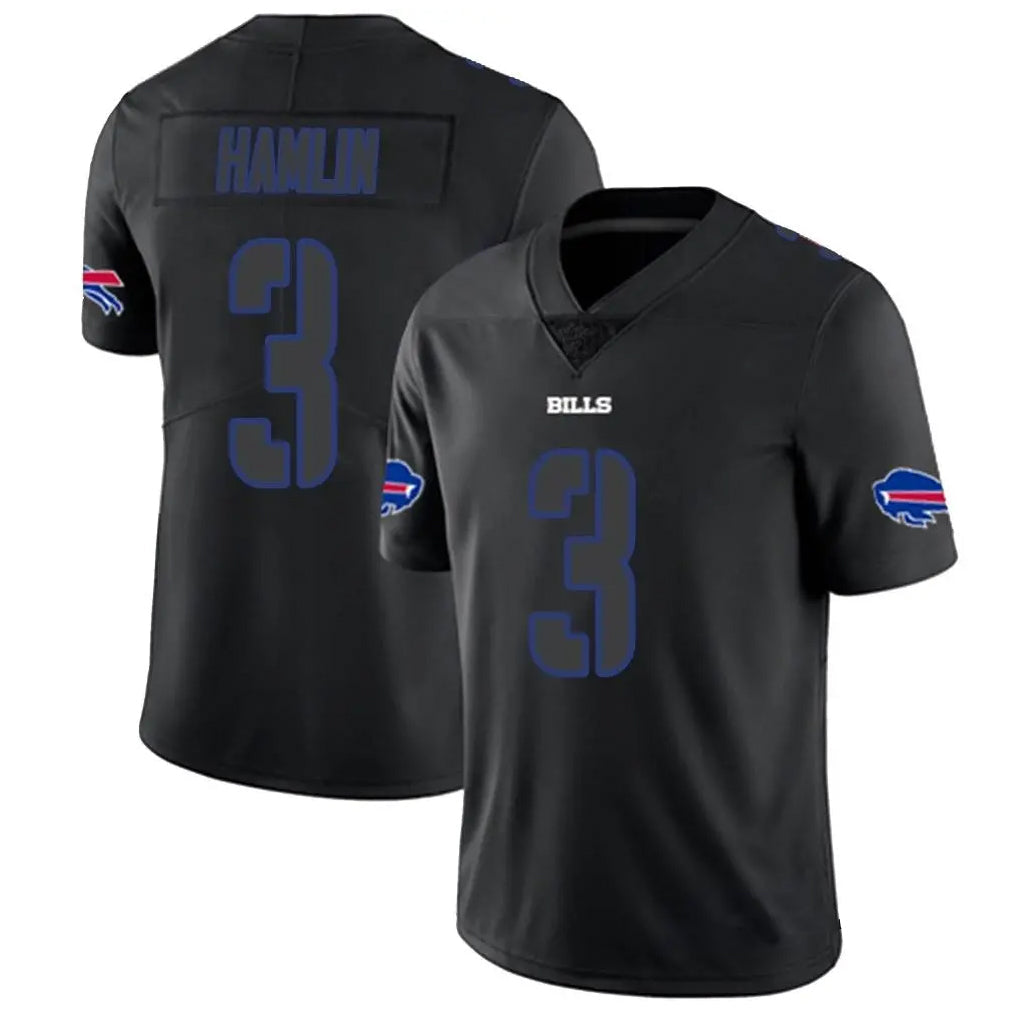 Rebec B.Bills #3 Damar Hamlin Player Black Impact Limited Stitched Jerseys
