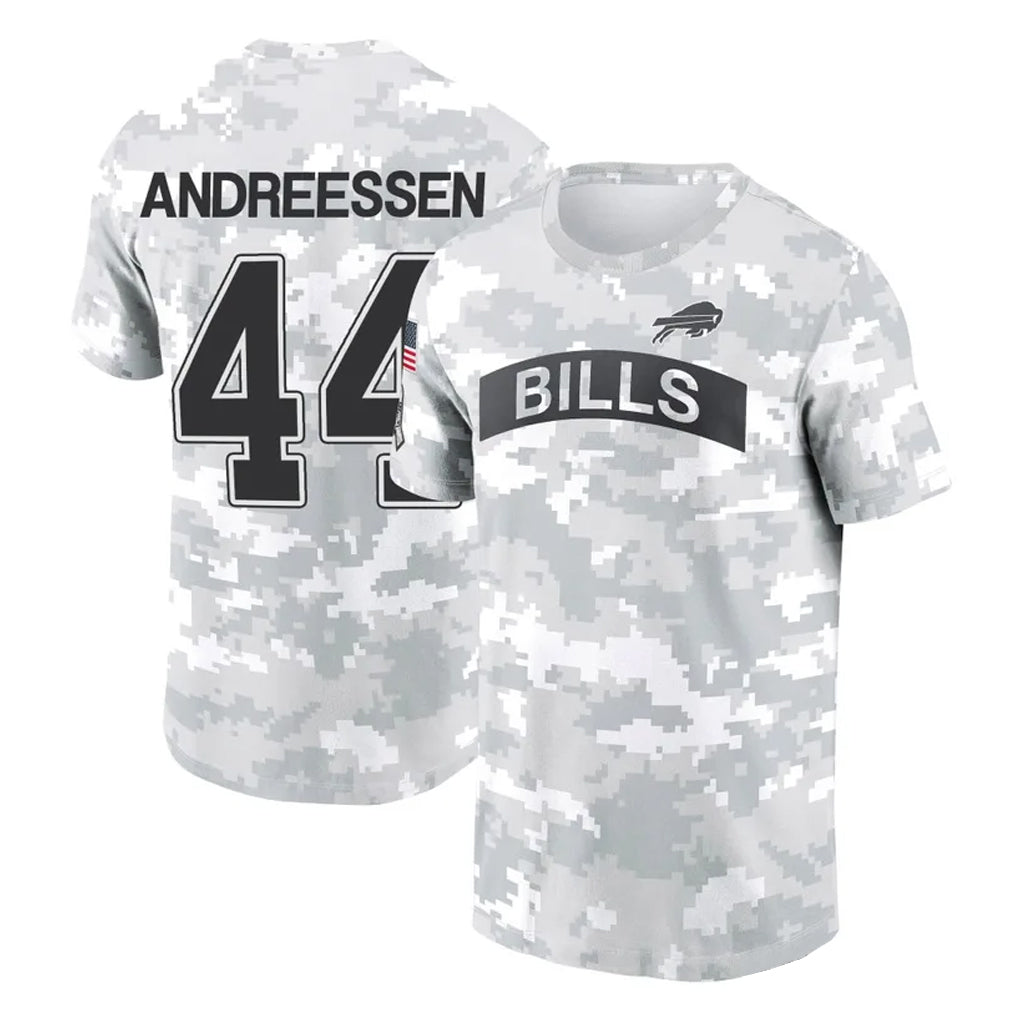 Rebec B.Bills #44 Joe Andreessen Player Arctic Camo Salute to Service T-Shirt Hoodies Stitched Jerseys