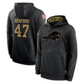 Rebec B.Bills #47 Christian Benford Player Black Salute to Service Hoodies Hame Stitched Jerseys