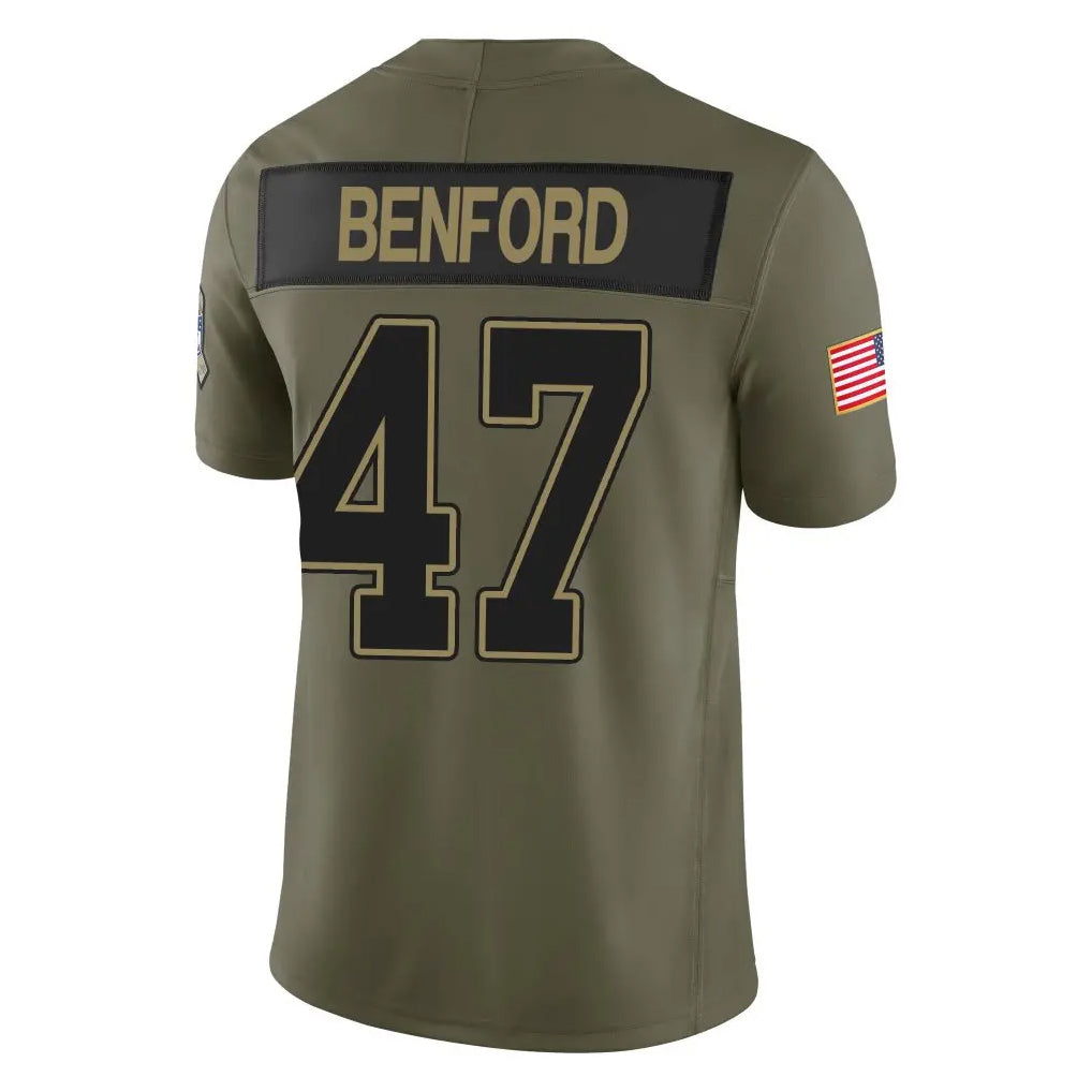 Rebec B.Bills #47 Christian Benford Player Olive Salute to Service Vapor F.U.S.E. Limited Stitched Jerseys