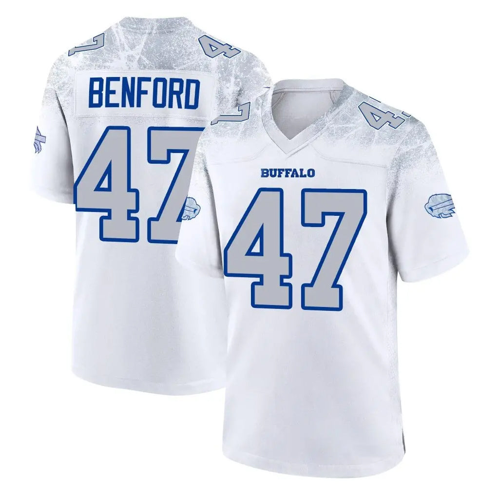 Rebec B.Bills #47 Christian Benford Player White Rivalries Collection Limited Stitched Jerseys