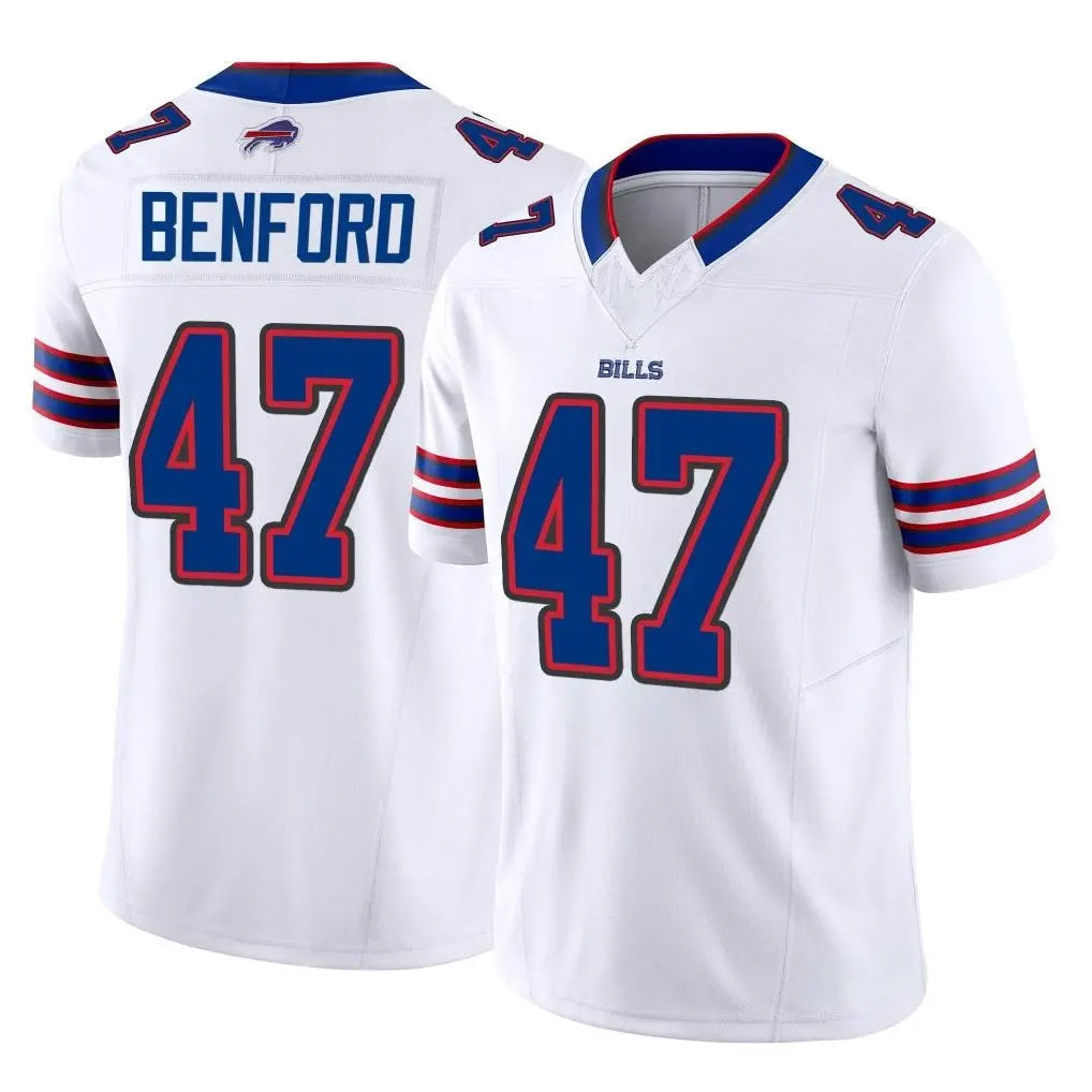 Rebec B.Bills #47 Christian Benford Player White Vapor F.U.S.E. Limited Home Game Stitched Jerseys