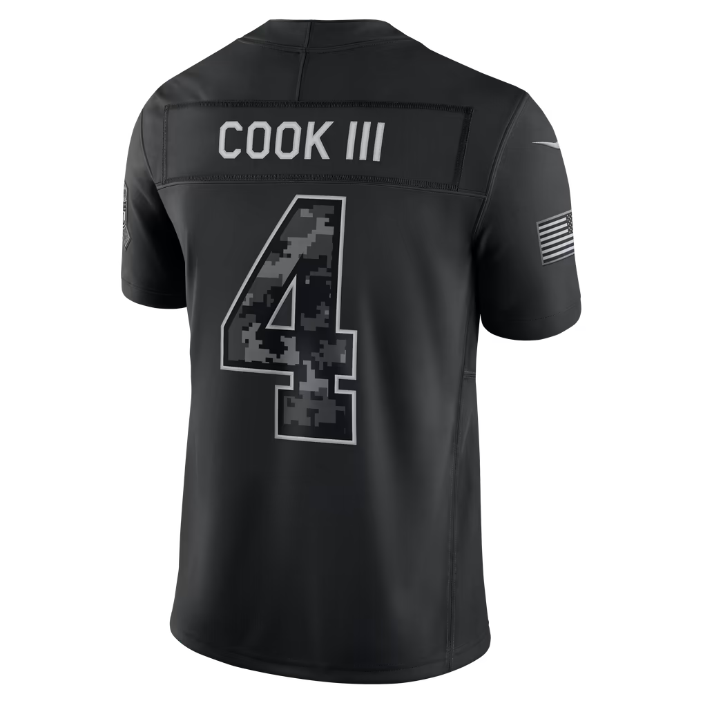 Rebec  B.Bills #4 James Cook III Black 2026 Salute to Service Stitched Limited Jersey