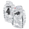 Rebec B.Bills #4 James Cook III Player Arctic Camo Salute to Service Hoodies Game Stitched Jerseys