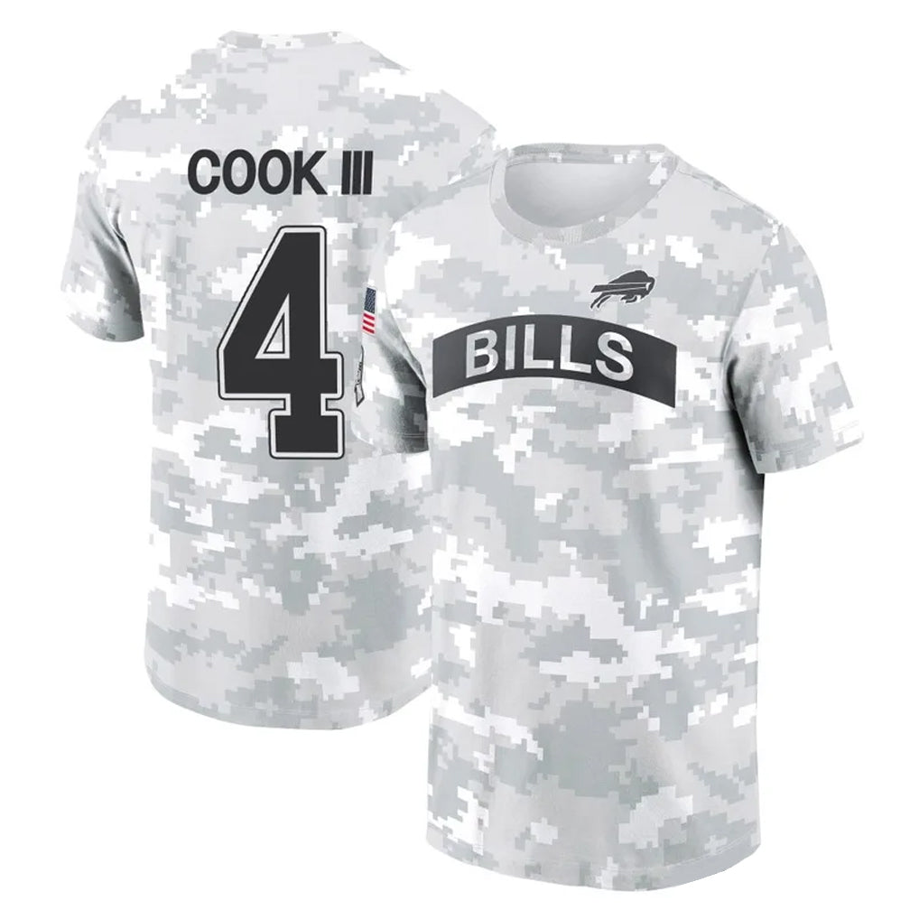 Rebec B.Bills #4 James Cook III Player Arctic Camo Salute to Service T-Shirt Hoodies Stitched Jerseys