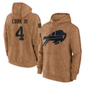 Rebec B.Bills #4 James Cook III Player Brown Salute to Service Hoodies Stitched Jerseys