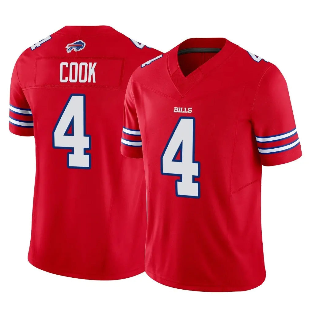 Rebec B.Bills #4 James Cook III Player Red Vapor F.U.S.E. Jersey Limited Home Game Stitched Jerseys