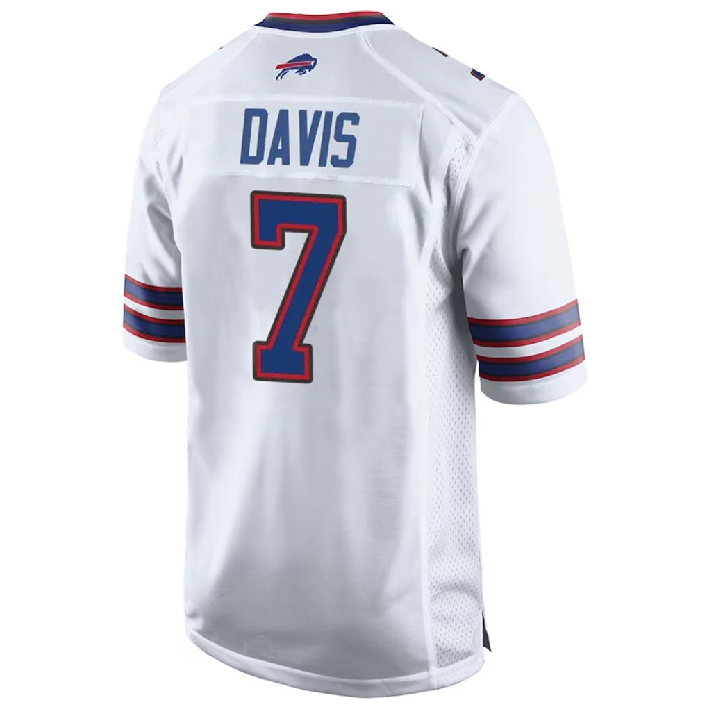 Rebec B.Bills #7 Ray Davis Player White Home Game Stitched Jerseys