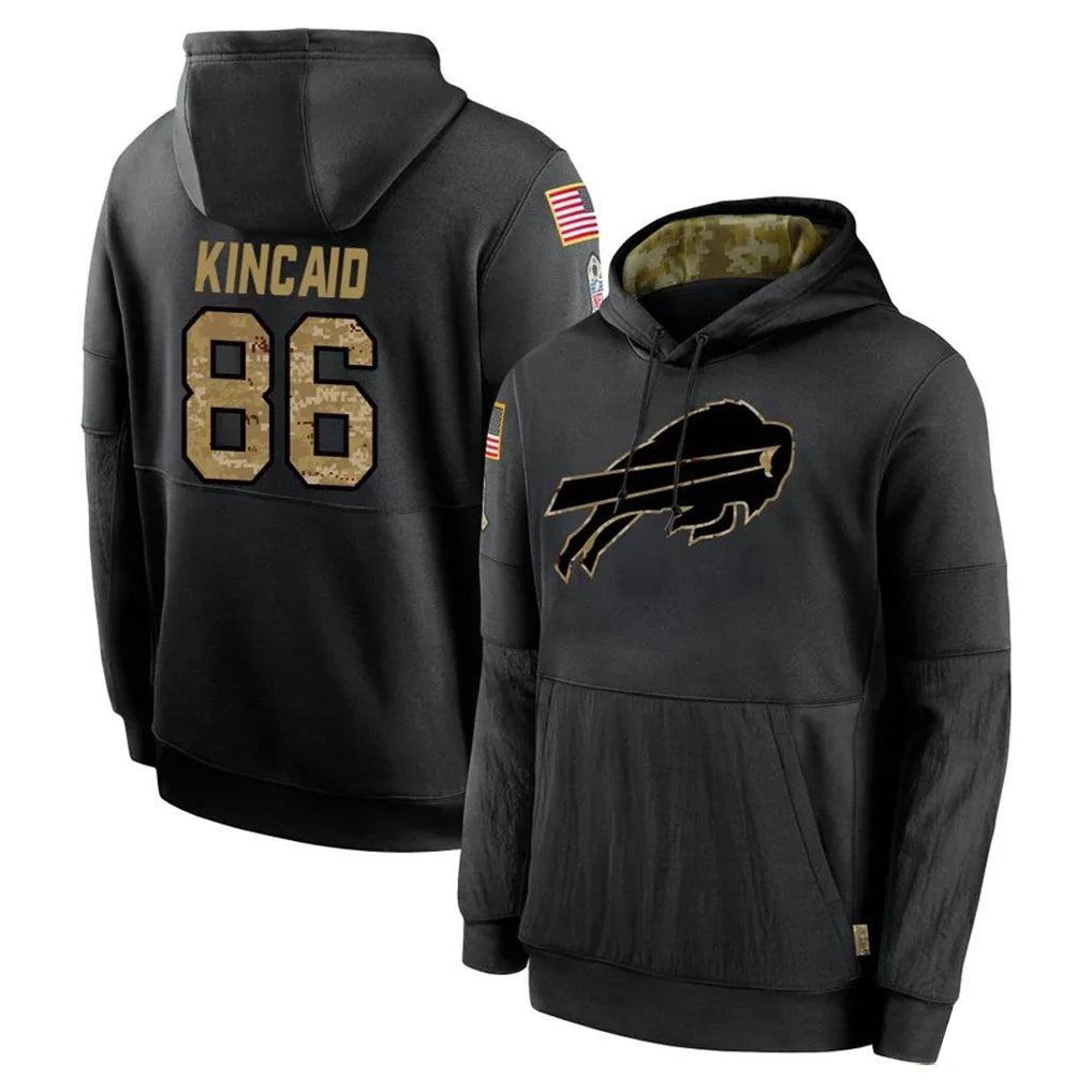 Rebec B.Bills #86 Dalton Kincaid Player Black Salute to Service Hoodies Hame Stitched Jerseys
