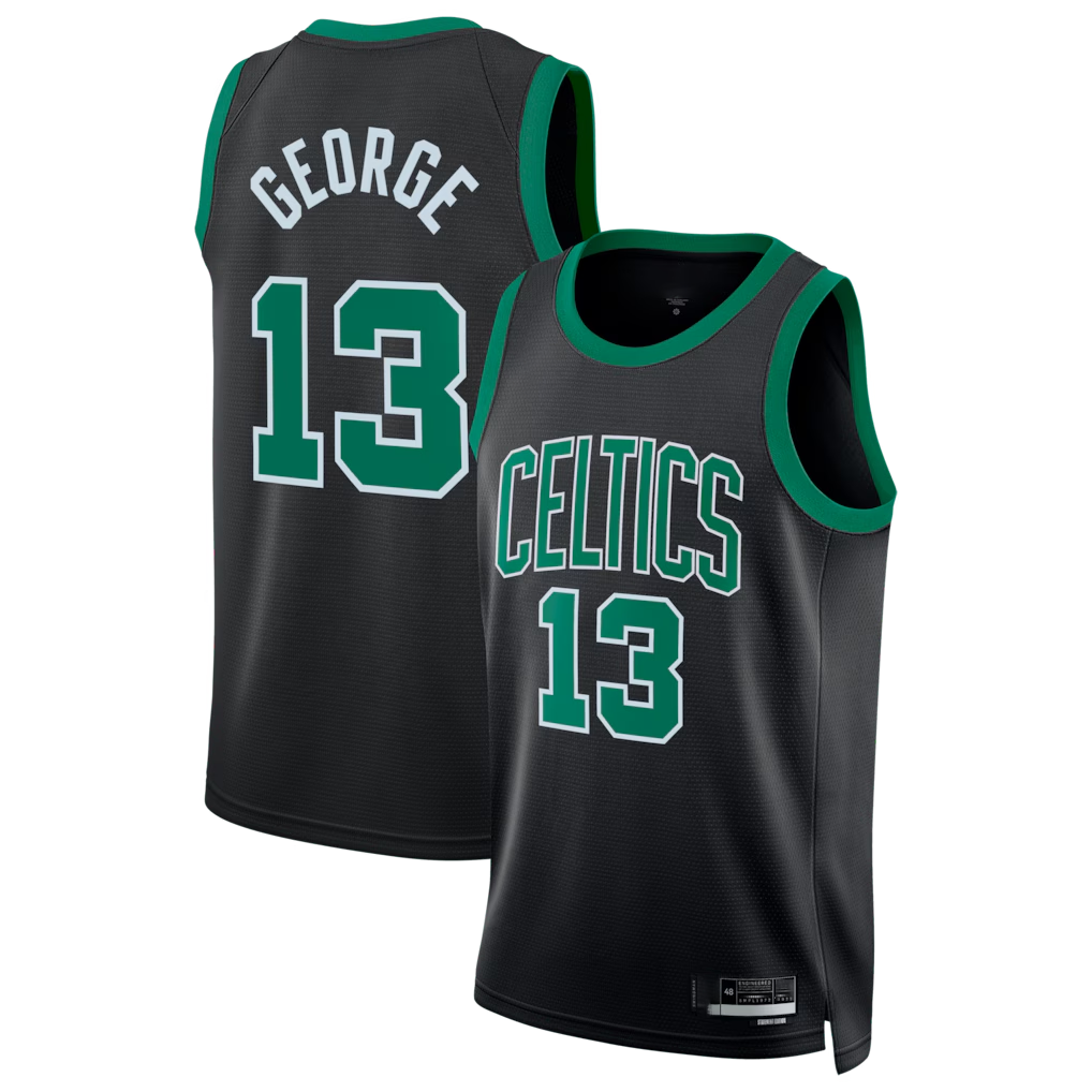 Rebec B.Celtics #13 Paul George Black Swingman Jerseys - Statement Edition