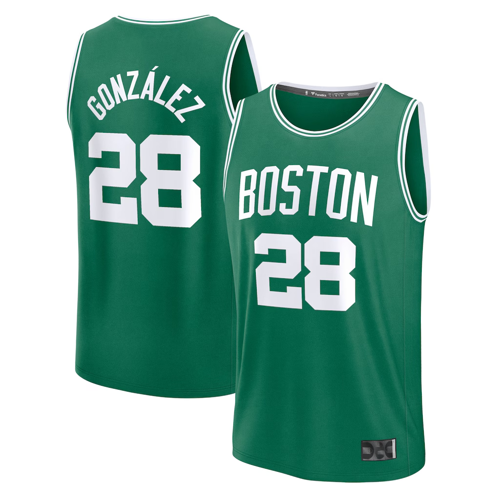 Rebec B.Celtics #28 Hugo Gonzalez  Kelly Green 2025  Draft First Round Pick Fast Break Replica Jerseys - Icon Edition