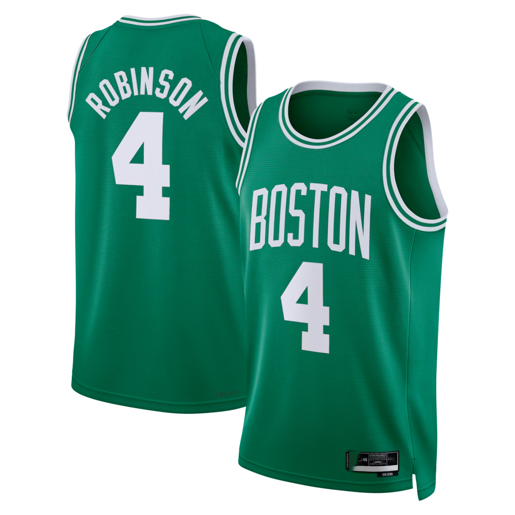 Rebec B.Celtics #4 Mitchell Robinson Kelly Green Swingman Jerseys - Icon Edition