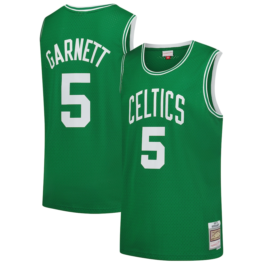 Rebec B.Celtics #5 Kevin Garnett Mitchell & Ness Kelly Green 200708 Hardwood Classics Swingman Jerseys