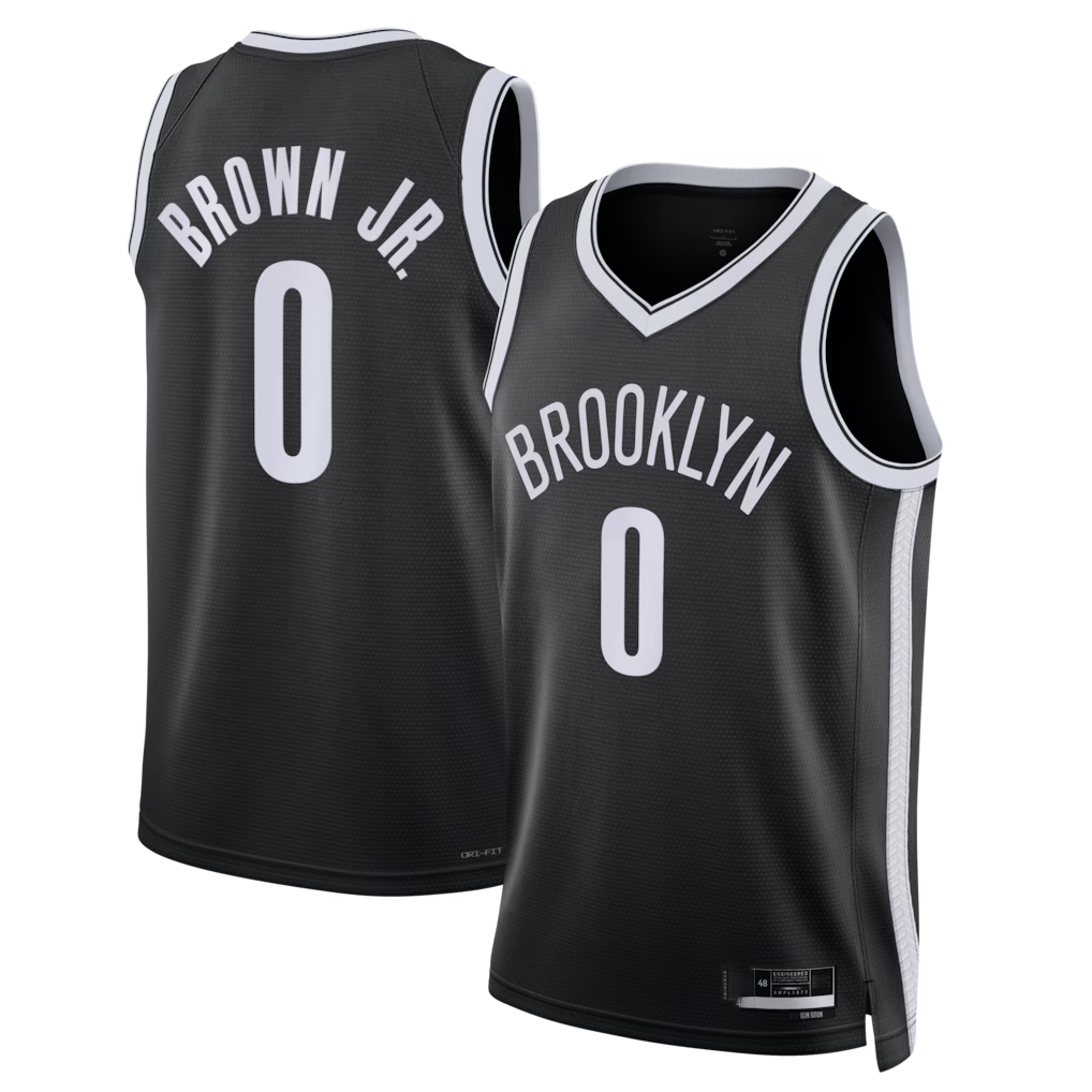Rebec B.Nets #0 Mikel Brown Jr. Black Swingman Jerseys - Icon Edition