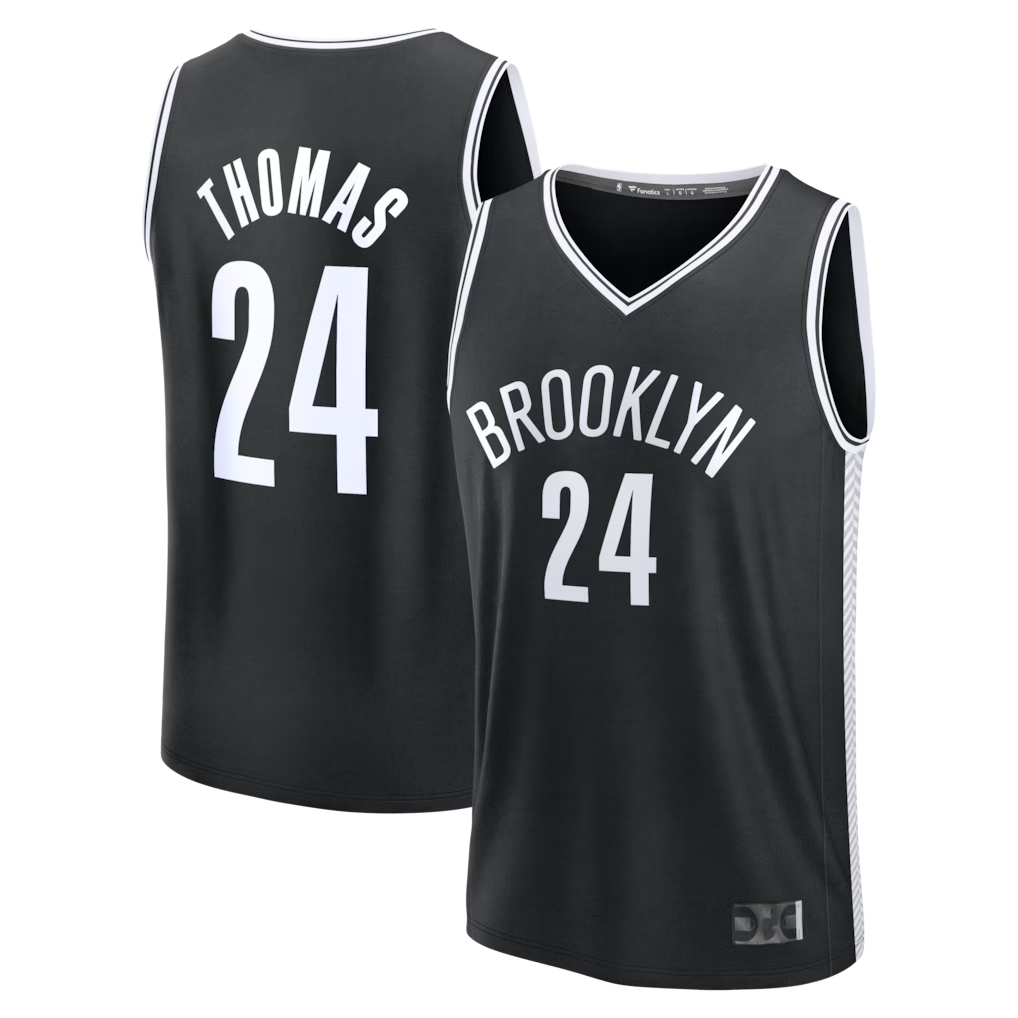 Rebec B.Nets #24 Cam Thomas  Black Fast Break Replica Jerseys - Icon Edition