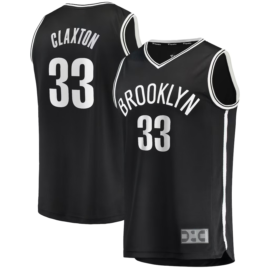 Rebec B.Nets #33 Nicolas Claxton  Black Fast Break Player Jerseys - Icon Edition