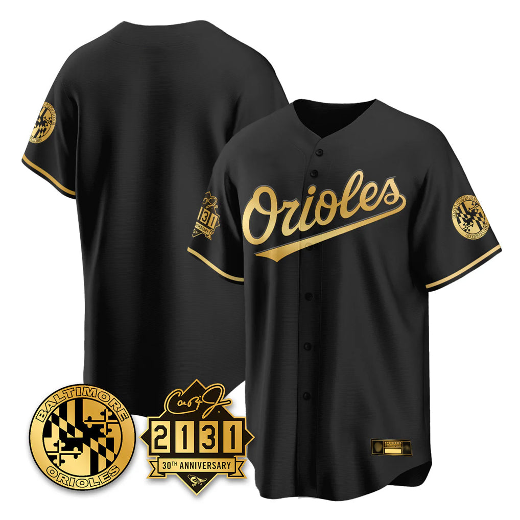 Rebec B.Orioles Black Gold 30th Anniversary of 2131 Home Game Blank Player Stitched Jerseys