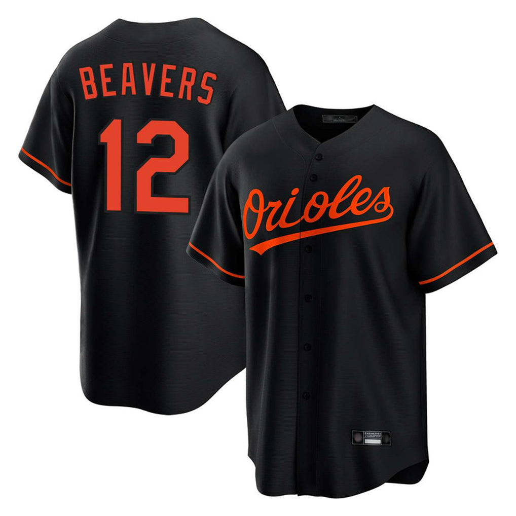 Rebec B.Orioles #12 Dylan Beavers Player Black Home Game Stitched Jerseys