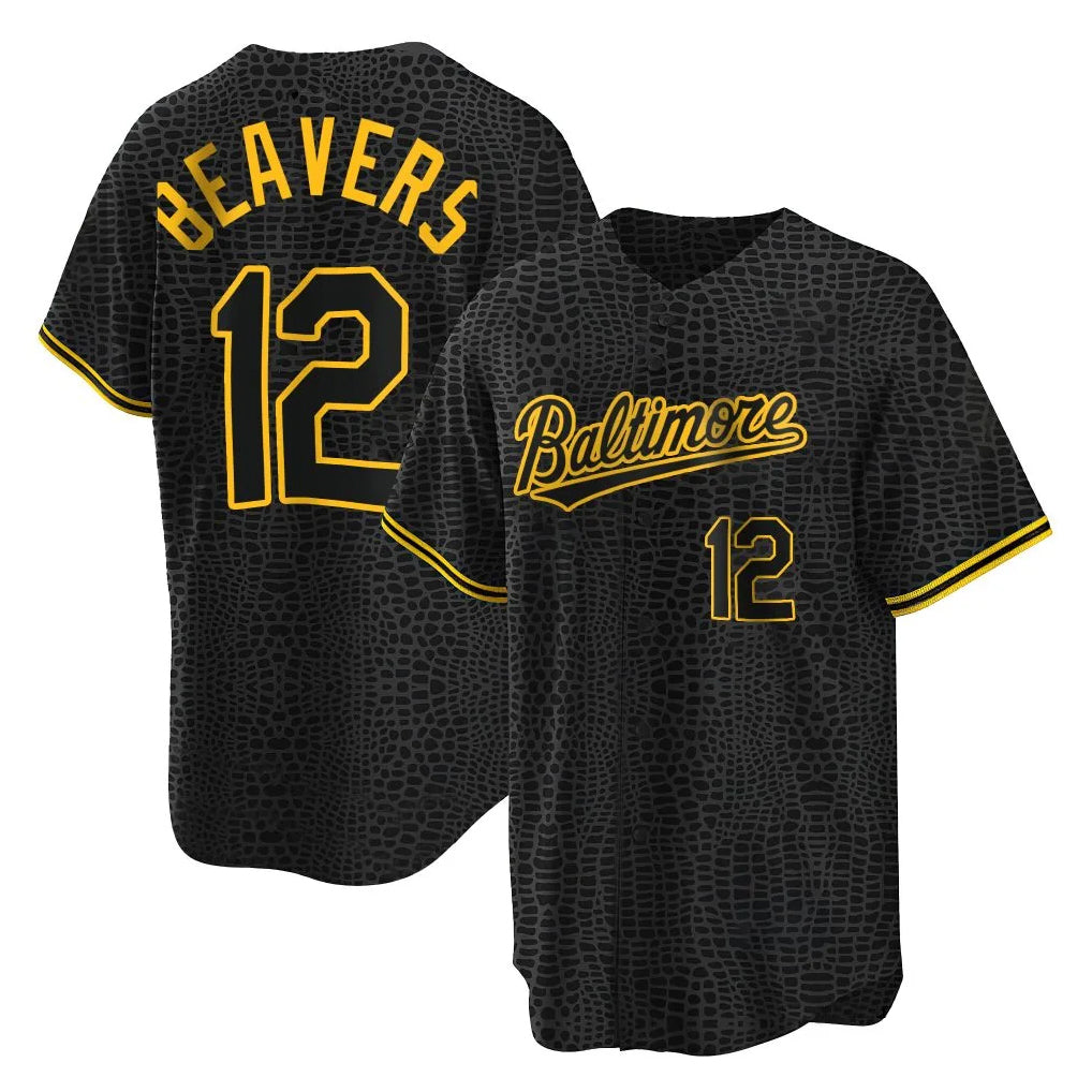 Rebec B.Orioles #12 Dylan Beavers Player Black Snake Skin City Home Game Stitched Jerseys