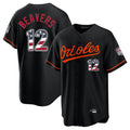 Rebec B.Orioles #12 Dylan Beavers Player Black USA 250 Fourth of July Home Game Stitched Jerseys