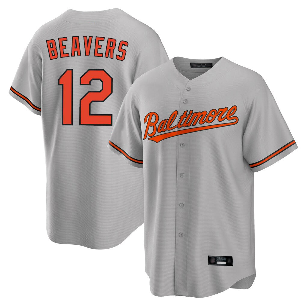 Rebec B.Orioles #12 Dylan Beavers Player Gray Home Game Stitched Jerseys