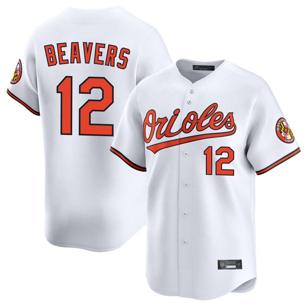 Rebec B.Orioles #12 Dylan Beavers Player White Limited Home Game Stitched Jerseys