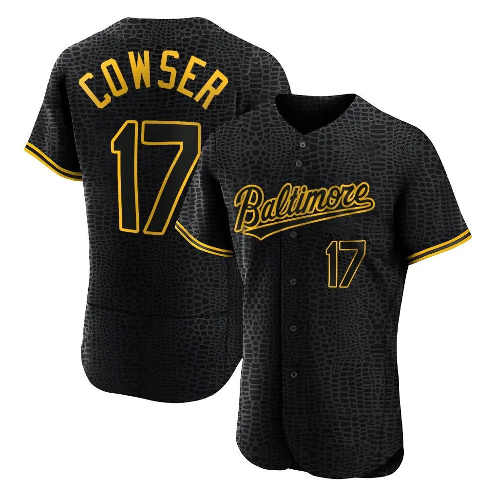 Rebec B.Orioles #17 Colton Cowser Player Black Snake Skin City Limited Elite Home Stitched Jerseys