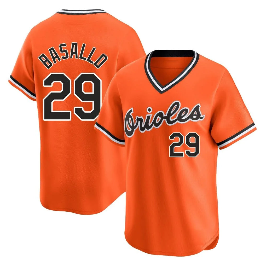 Rebec B.Orioles #29 Samuel Basallo Player Orange T-shirt Limited Home Game Stitched Jerseys