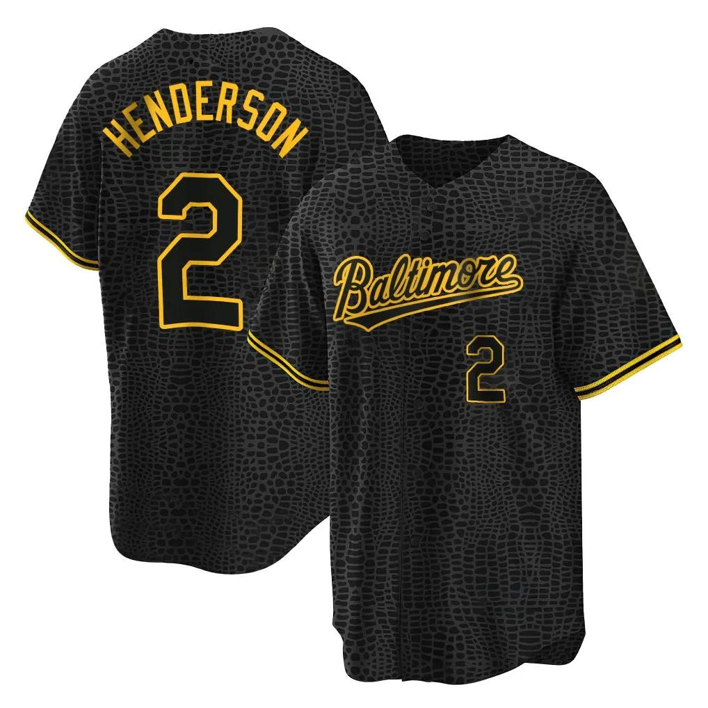 Rebec B.Orioles #2 Gunnar Henderson Player Black Snake Skin City Home Game Stitched Jerseys