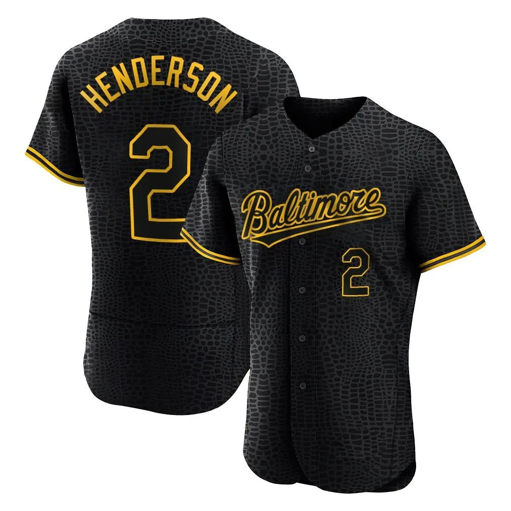 Rebec B.Orioles #2 Gunnar Henderson Player Black Snake Skin City Limited Elite Home Stitched Jerseys