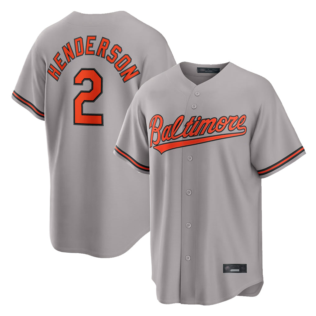 Rebec B.Orioles #2 Gunnar Henderson Player Gray Home Game Stitched Jerseys