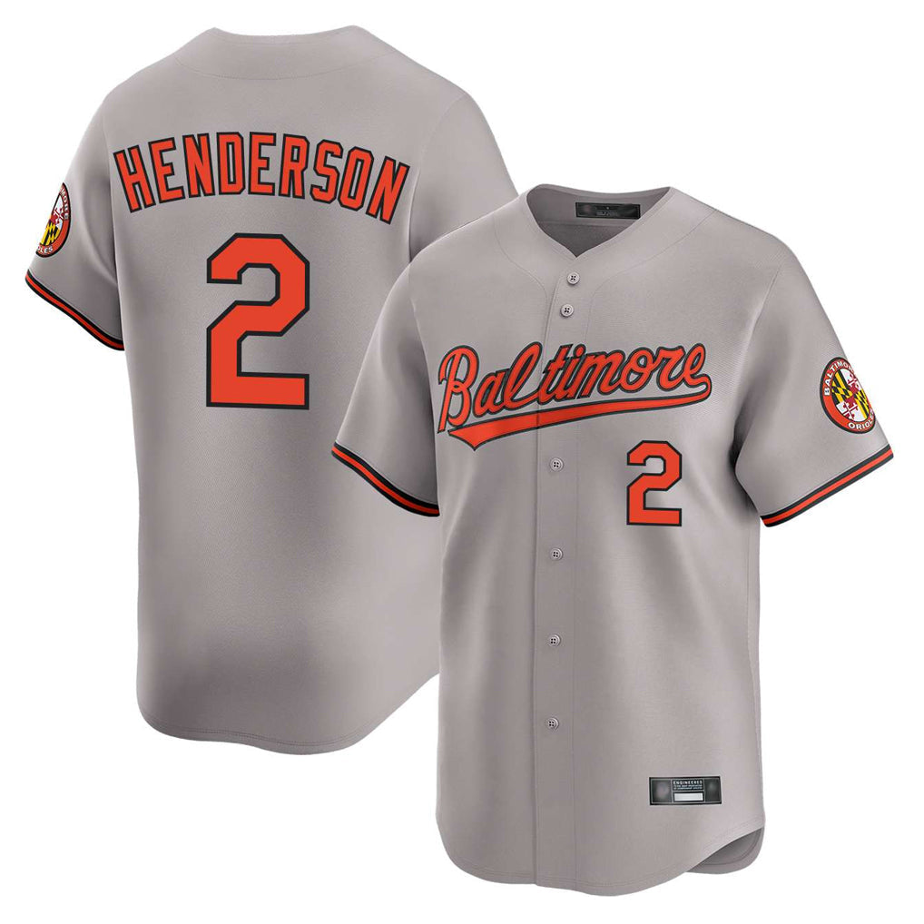 Rebec B.Orioles #2 Gunnar Henderson Player Gray Limited Home Game Stitched Jerseys
