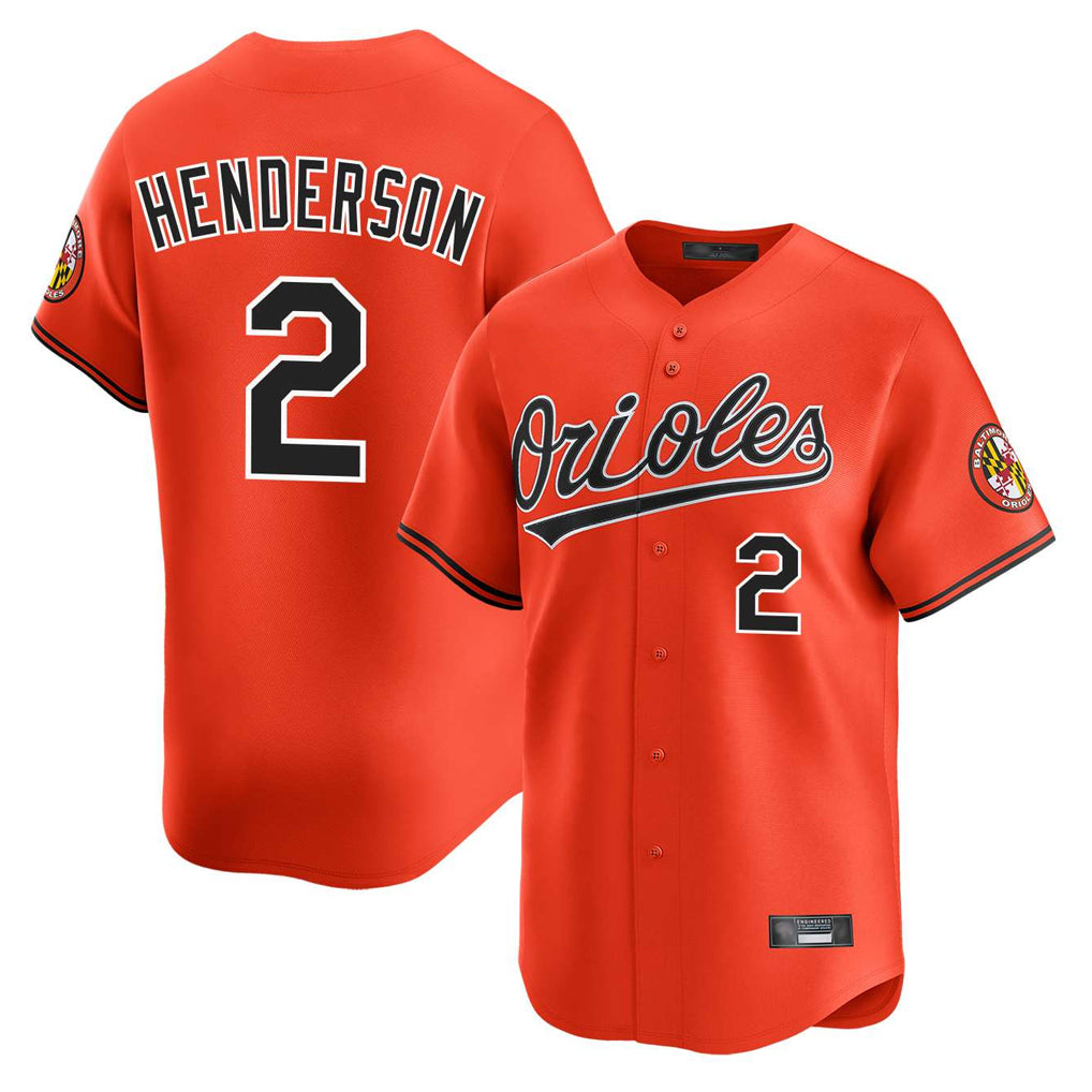 Rebec B.Orioles #2 Gunnar Henderson Player Orange Limited Home Game Stitched Jerseys