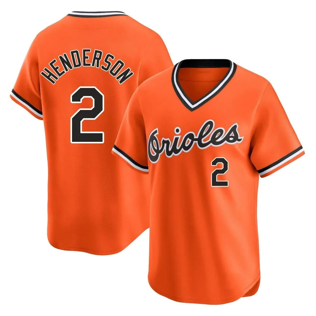Rebec B.Orioles #2 Gunnar Henderson Player Orange T-shirt Limited Home Game Stitched Jerseys