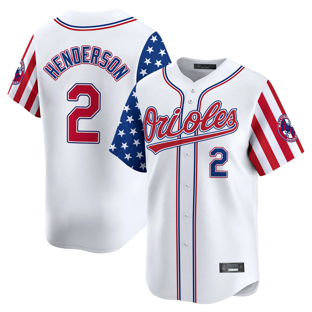 Rebec B.Orioles #2 Gunnar Henderson Player White Independence Day Vapor Premier Home Game Stitched Jerseys