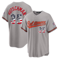 Rebec B.Orioles #35 Adley Rutschman Gray USA 250 Fourth of July Road Stadium Jersey