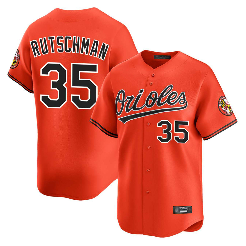 Rebec B.Orioles #35 Adley Rutschman Orange Limited Home Game Stitched Jerseys