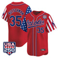 Rebec B.Orioles #35 Adley Rutschman Red USA 250 Independence Day Vapor Premier Limited Home Game Stitched Jerseys