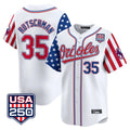 Rebec B.Orioles #35 Adley Rutschman White USA 250 Independence Day Vapor Premier Home Game Stitched Jerseys