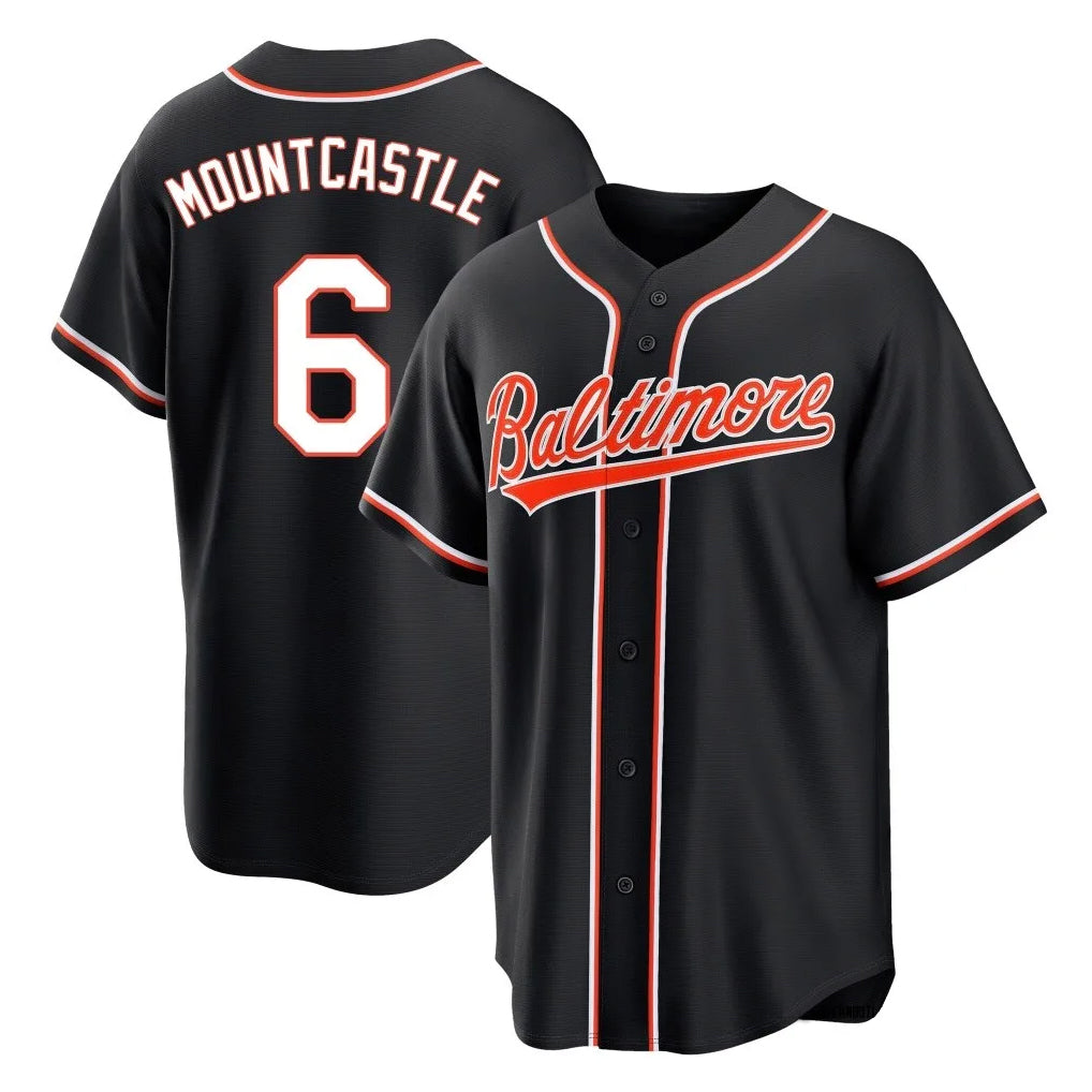 Rebec B.Orioles #6 Ryan Mountcastle Player Black Out Home Game Stitched Jerseys