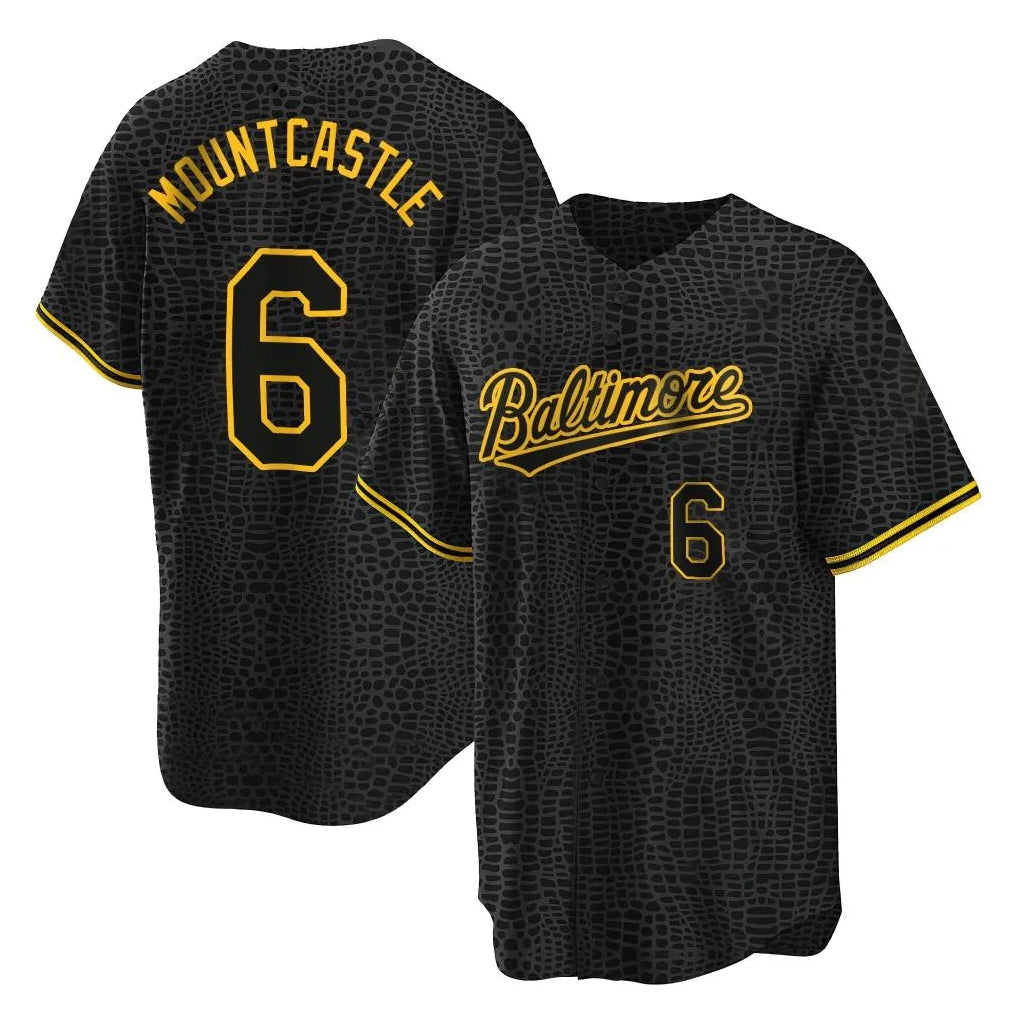 Rebec B.Orioles #6 Ryan Mountcastle Player Black Snake Skin City Home Game Stitched Jerseys