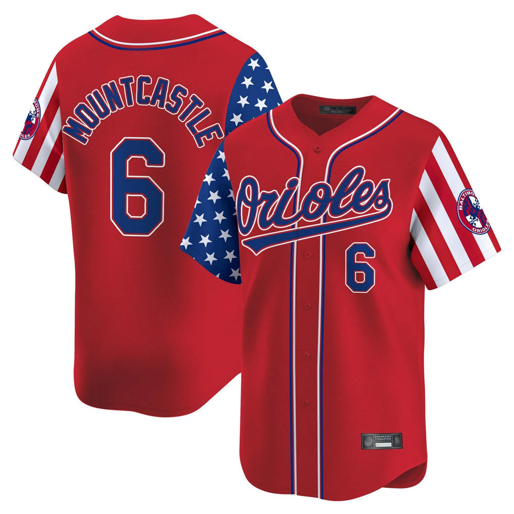 Rebec B.Orioles #6 Ryan Mountcastle Player Red Independence Day Vapor Premier Limited Home Game Stitched Jerseys