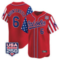 Rebec B.Orioles #6 Ryan Mountcastle Player Red USA 250 Independence Day Vapor Premier Limited Home Game Stitched Jerseys