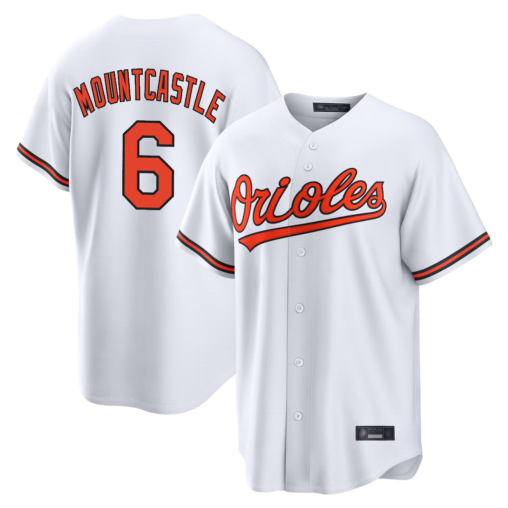 Rebec B.Orioles #6 Ryan Mountcastle Player White Home Game Stitched Jerseys